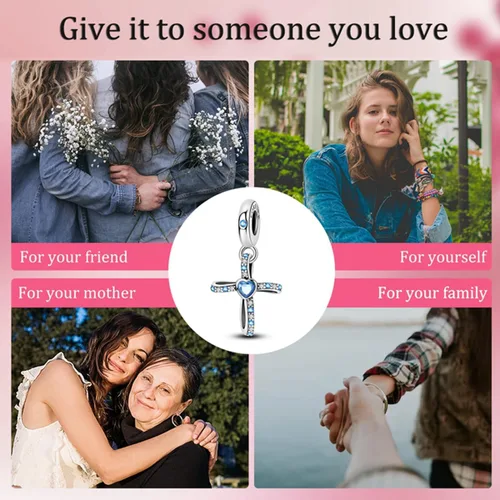 Vista 5 de LeeFeel Forever Mom Sister Friend Charms Exquisitos dijes de cuentas de cohete