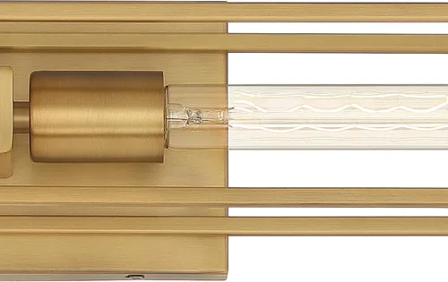 Vista 9 de Quoizel LGN8624WS Leighton - Lámpara de pared para baño, 2 luces, 200 vatios, latón desgastado (5 pulgadas de alto x 24 pulgadas de ancho)