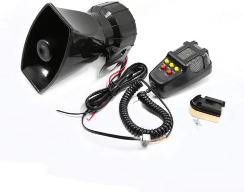 Vista 4 de Sirena policía coche sirena cuerno altavoz coche gritos alarma policía cuerno con micrófono amplificador 12V 80W sonido emergencia amplificador