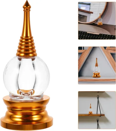 Vista 7 de Adornos de estupa, suministros de Buda, estatua de cristal de estupa acrílica, torre budista de Sarira, estatua zen, decoración de meditación