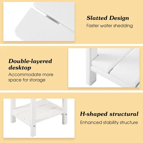 Vista 5 de Apolimi Adirondack - Mesa auxiliar para exteriores, mesa auxiliar de patio resistente de 2 niveles, resistente a la intemperie, mesa auxiliar sólida