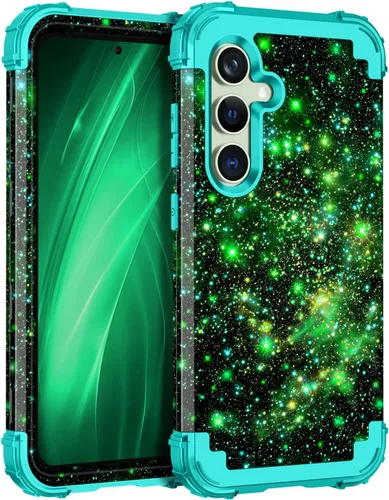 Vista 40 de Miqala Funda para Galaxy S21 FE 5G, brilla en la oscuridad, tres capas, resistente, protección a prueba de golpes, parachoques de plástico