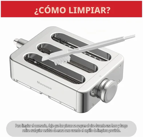Vista 6 de Juego de accesorios para pasta totalmente de metal 3 en 1 para batidora de pie KitchenAid, incluye rodillo de lámina de pasta, cortador