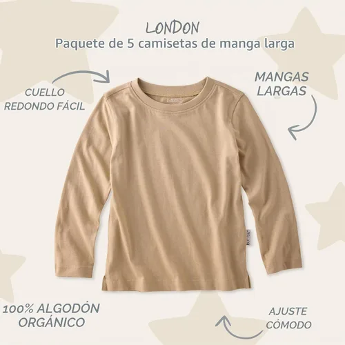 Vista 2 de Butterblu London Long Sleeve T-Shirts, Multipack, 100% Organic Cotton Tees Terra