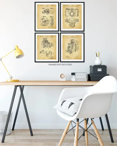 Vista 4 de Govivo Patente de cámara antigua: un conjunto de cuatro patentes de equipos de fotografía para decoración de pared impresiones con fondos sepia