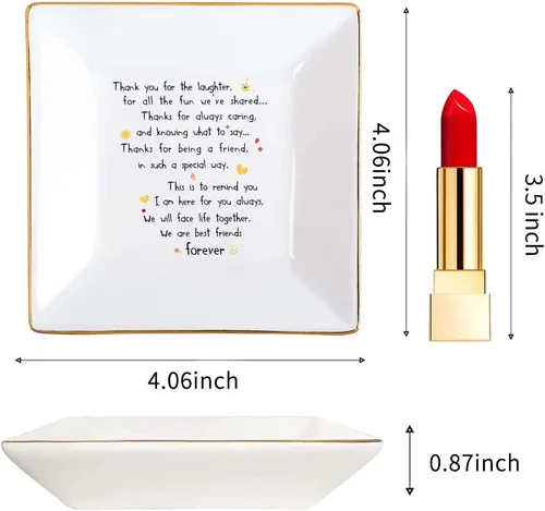Vista 6 de Regalos de amistad para mujeres, Navidad, cumpleaños, grandes mejores mejores mejores amigas, joyería divertida, plato de anillo lindo sentimental