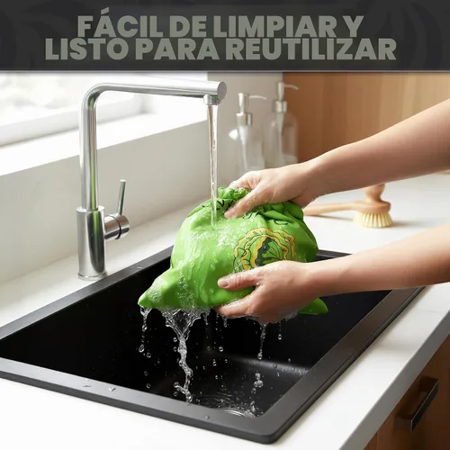 Vista 9 de Lechuga Keeper para refrigerador – Bolsas de almacenamiento reutilizables de 3 capas con forro de aluminio y cordón Transpirable, lavable