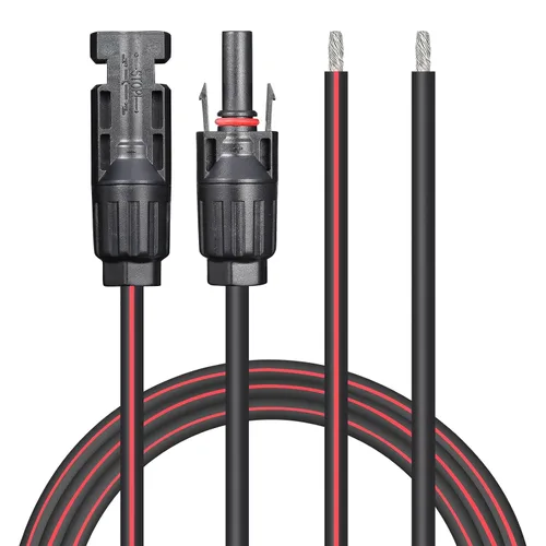 Vista 6 de Cable solar de 10 pies 2 x 10 AWG, cable de extensión solar de doble alambre, hilo de cobre con conectores hembra y macho en ambos extremos, cable
