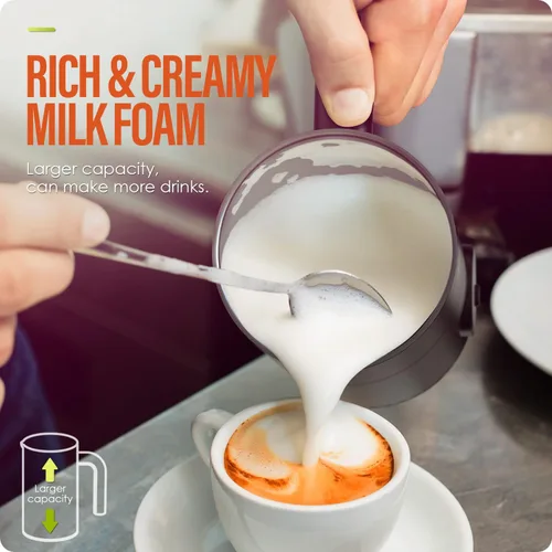 Vista 2 de Espumador de leche y vaporizador 4 en 1, vaporizador de café automático, 350 ml / 11.8 oz, espumador de espuma caliente y fría para café, café