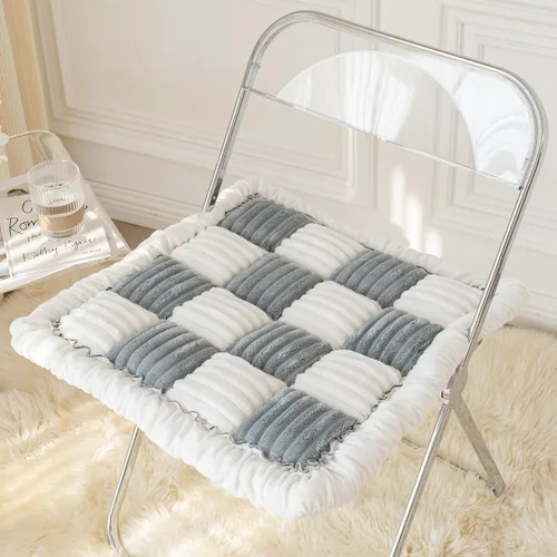 Vista 8 de vctops Farmhouse Buffalo - Cojín antideslizante para silla de cocina y comedor con lazos, cojín antideslizante de franela de felpa suave y mullida