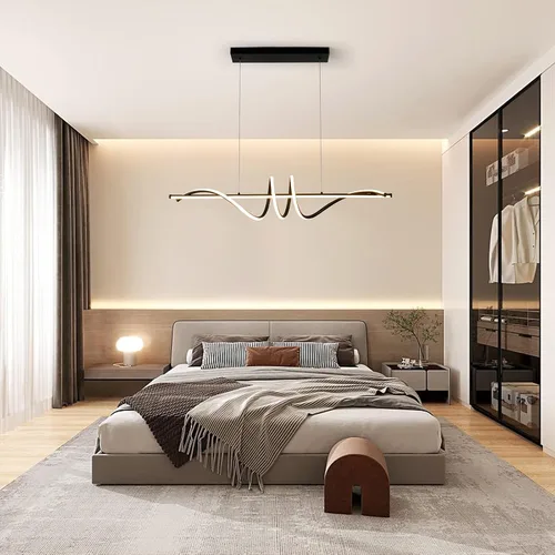 Vista 9 de Jaycomey Lámpara LED moderna para comedor, 52 W, regulable, moderna, lineal, con control remoto, 3000K a 6500K, lámpara de techo ajustable para isla