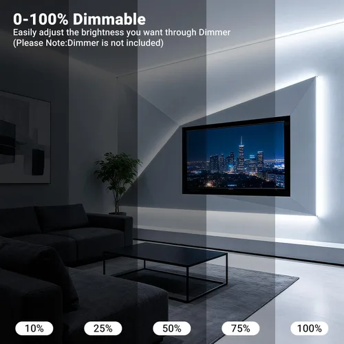 Vista 3 de DAYBETTER 16.4FT Tira de luces LED COB regulable, luces LED de alta luminosidad, 6500K blanco brillante de luz diurna, 24V, 140 LEDs, cinta LED