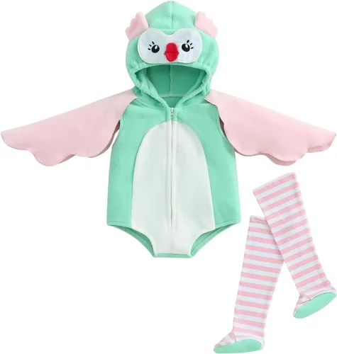 Vista 9 de Mameluco con capucha para bebé recién nacido, disfraz de Halloween, diseño de flamenco, disfraz de cosplay Rosa