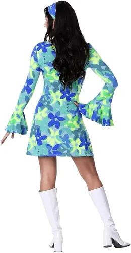 Vista 2 de Underwraps - Disfraz de hippie retro para mujer - Flor silvestre