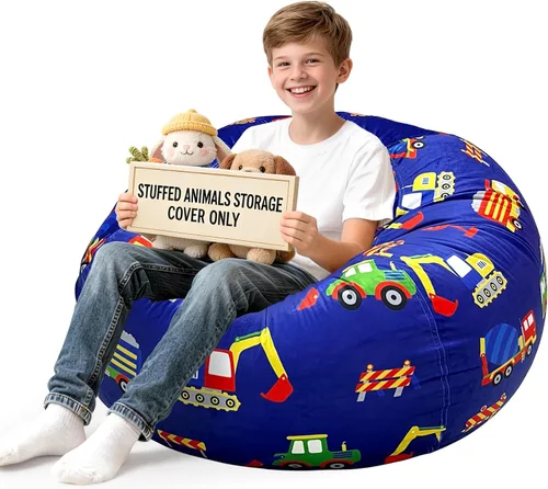 Vista 51 de Lukeight - Puf de almacenamiento de animales de peluche para niños, funda para puf de dinosaurio con cremallera para organizar la habitación