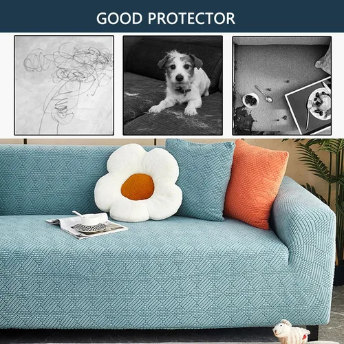 Vista 7 de Funda de sofá de alta elasticidad, protector de muebles a prueba de polvo para sofá de 1, 2, 3, 4 plazas, funda antideslizante con correa elástica