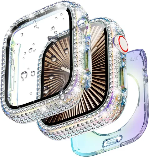 Vista 16 de Goton Funda de 40 mm impermeable con brillo para Apple Watch, protector de pantalla SE 3/2/1, Serie 6/5/4 de 40 mm, parachoques frontal de PC