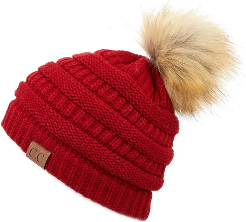 Vista 57 de Gorro unisex liso con pompón y ribete (HAT-43) de C.C Hatsandscarf Exclusives Marfil