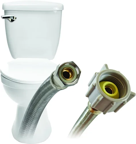 Vista 3 de Fluidmaster B1T06 - Conector de inodoro de acero inoxidable trenzado, rosca de compresión hembra de 3/8 x rosca hembra de 7/8, 6 pulgadas de longitud