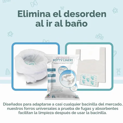 Vista 4 de Kalencom Forros universales para orinal - Forros desechables para orinal para niños pequeños (universal, 36, cuenta)