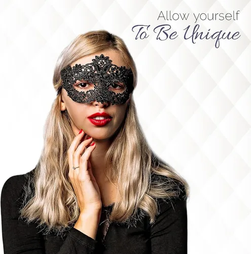 Vista 2 de Masquerade Mask for Couples Women and Men - 3 Pack Venetian Gold and Black Lace, Mardi Gras Mask