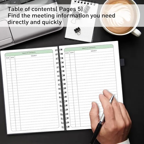 Vista 4 de JUBTIC Cuaderno de reuniones para el trabajo con artículos de acción, cuadernos de trabajo para tomar notas y organizador de agendas, el suministro