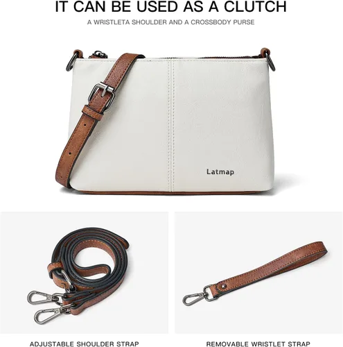Vista 6 de Bolso cruzado para mujer, mediano y grande, de cuero vegano, bolso de mano para el hombro, bolso de mano de moda para viajes