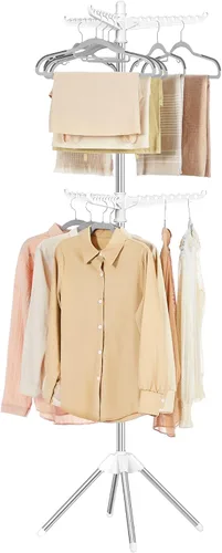 Vista 14 de SONGMICS Tendedero de secado de ropa, 61.6 pulgadas, 3 brazos giratorios Negro