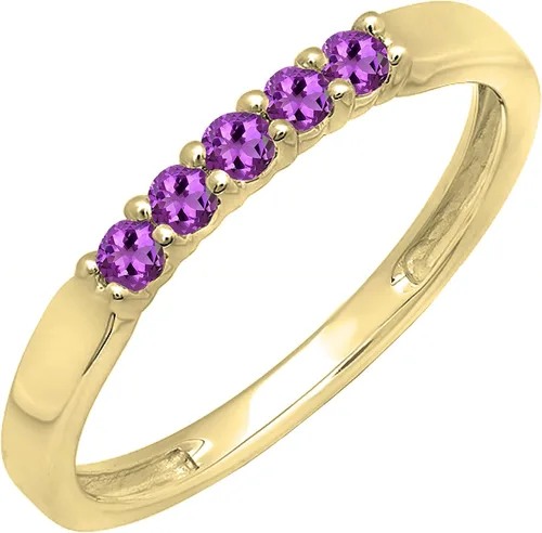 Vista 55 de Dazzlingrock Collection Anillo de boda redondo de 5 piedras preciosas o diamantes para mujer en oro macizo de 10 K/14 K/18 K