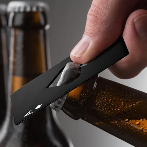 Vista 6 de Chumia Abridores de botellas de acero inoxidable para tarjetas de póquer, abrebotellas de cerveza Ace, para bodas, fiestas de cumpleaños, despedidas