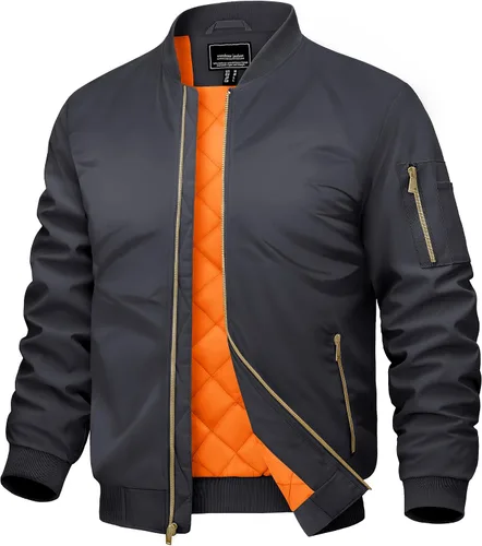 Vista 8 de CRYSULLY Chaqueta para hombre Otoño Invierno Espesar Cortavientos Chaquetas Bomber Abrigos Acolchados