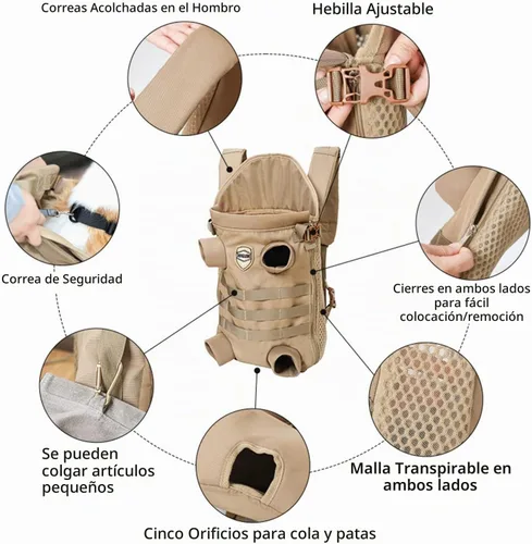 Vista 4 de FLAdorepet - Mochila táctica para perros, bolsa frontal y trasera para perros medianos, M