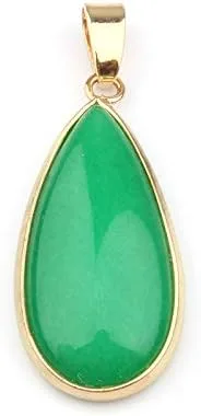 Vista 5 de LE SKY Colgantes de piedra natural colgantes de gota de agua con borde dorado encanto para la fabricación de joyas 3 piezas, Piedra Piedra Ágata