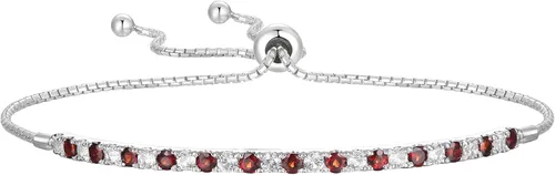 Vista 7 de Pulsera Bolo ajustable de Tirafina con gemas y zafiro blanco creado en laboratorio, de plata esterlina, fácil de poner y quitar