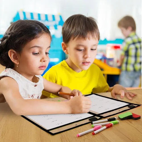 Vista 5 de Paquete de 50 bolsillos de borrado en seco, 10 x 14 pulgadas, soportes de plástico para boletos de trabajo, fundas transparentes para boletos