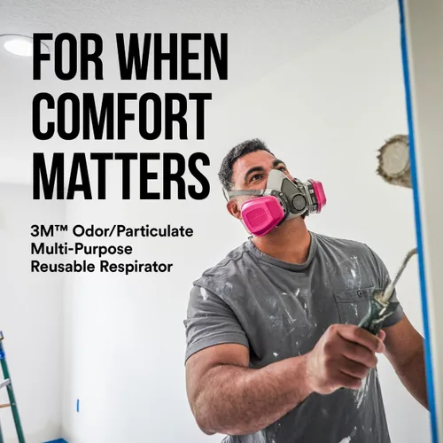Vista 5 de 3M P100/OV Odor/Particulate Multi-Purpose Reusable Respirator 65021, NIOSH-APPROVED Organic Vapor Cartridge, Medium