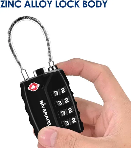 Vista 7 de 2 Pack TSA Approved Travel Luggage Locks, 4-Digit Metal Cable Combination Suitcase Lock, Alloy Padlocks, Weatherproof Padlock for Locker, Golf Bag