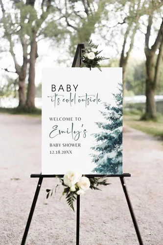 Vista 11 de Letrero de bienvenida personalizado para baby shower, Baby It's Cold Shower #8Tr