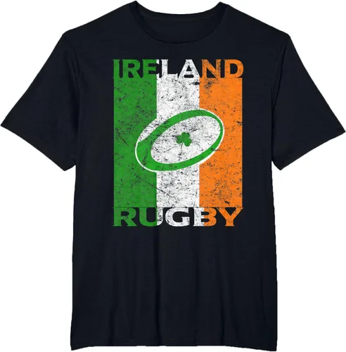 Vista 39 de Camiseta de rugby irlandés con la bandera de Irlanda, regalo vintage Negro