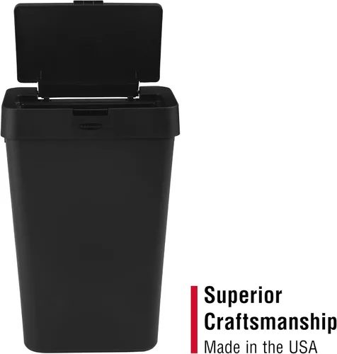 Vista 5 de Rubbermaid Touch-Top - Bote de basura de cocina con tapa, 12.2 galones, color negro, contenedor de basura para el hogar, cocina, apartamento/garaje