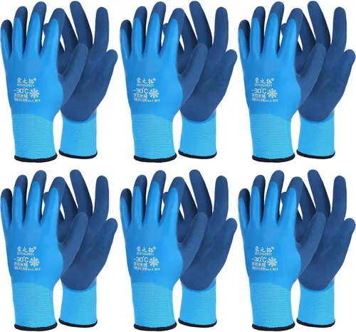 Vista 9 de Guantes de trabajo de invierno impermeables para hombre Guantes térmicos aislados Guantes cálidos de congelador para trabajo en clima frío