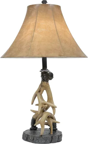 Vista 14 de Black Forest Decor Lámpara de elevación con asta de venado de cabaña - Lámpara rústica de cabaña con globo de vidrio sembrado