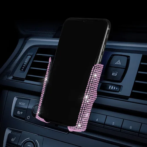 Vista 9 de SUNCARACCL Bling - Soporte de teléfono para automóvil, 360 grados, ajustable, de cristal, soporte de teléfono para salpicadero, parabrisas y Negro