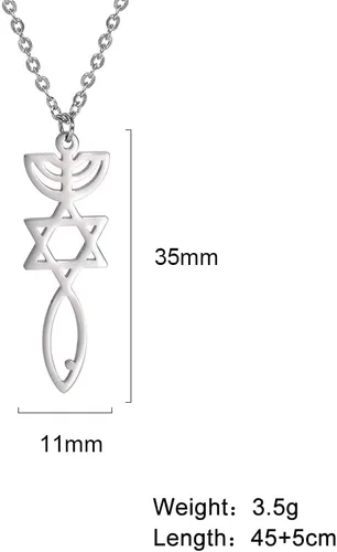 Vista 6 de Oyalma - Collar con colgante de estrella de David de Israel judío de Israel para mujer y hombre