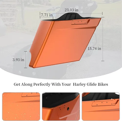 Vista 2 de Alforjas extendidas para Harley Touring Street Glide, Electra Glide, Road Glide 2014-2023 (whisky ámbar)