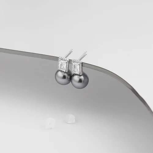 Vista 19 de Aretes colgantes de plata de ley 925 seleccionados a mano AAA+ de 7.5 a 0.315 in con perlas cultivadas de agua dulce blancas para mujer
