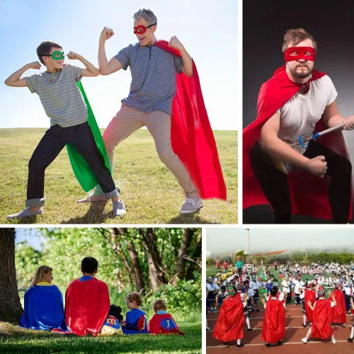 Vista 3 de Capas y máscaras de superhéroe para adultos a granel, disfraz de superhéroe para hombres y mujeres, regalos de fiesta de disfraces de Halloween