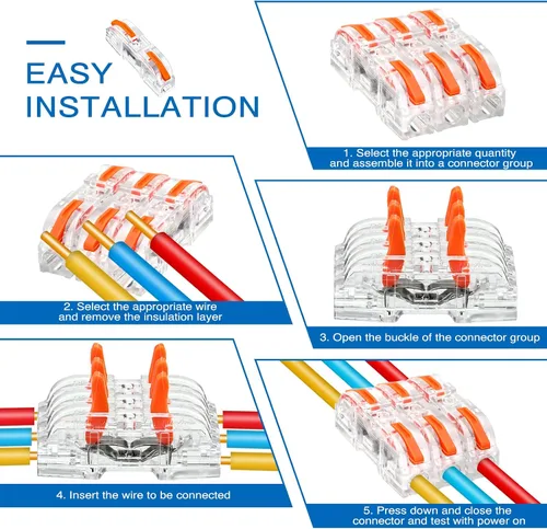 Vista 5 de Zhengmy Juego de 100 conectores de cable de palanca, conectores de cable de empalme compacto, bloques de terminales surtido para 28-12 AWG, cable