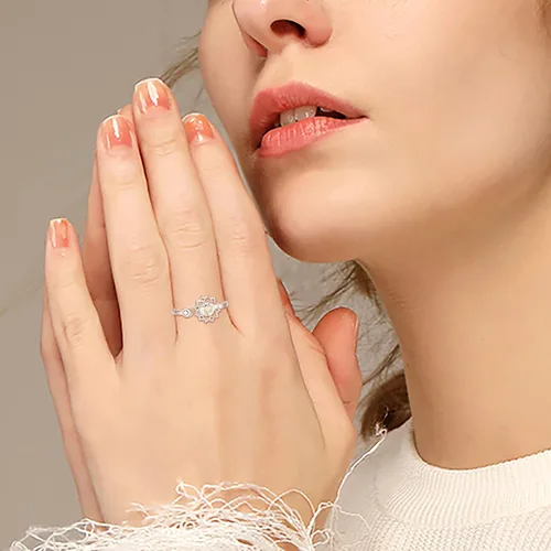 Vista 19 de Fidget Spinner Anxiety Rings for Women: Sterling Silver Lotus Moon Star Sunflower Ring Stress Relieving Calm Ring Jewelry Gifts for Daughter