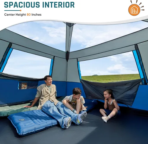 Vista 3 de Tienda de campaña instantánea para 8 personas, fácil instalación de 60 segundos para camping, tienda de campaña emergente, grandes tiendas